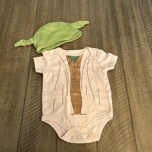 Baby Yoda Inspired Cream and Green Onesie